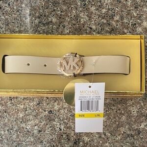Michael Kors Beige Belt with Gold Buckle